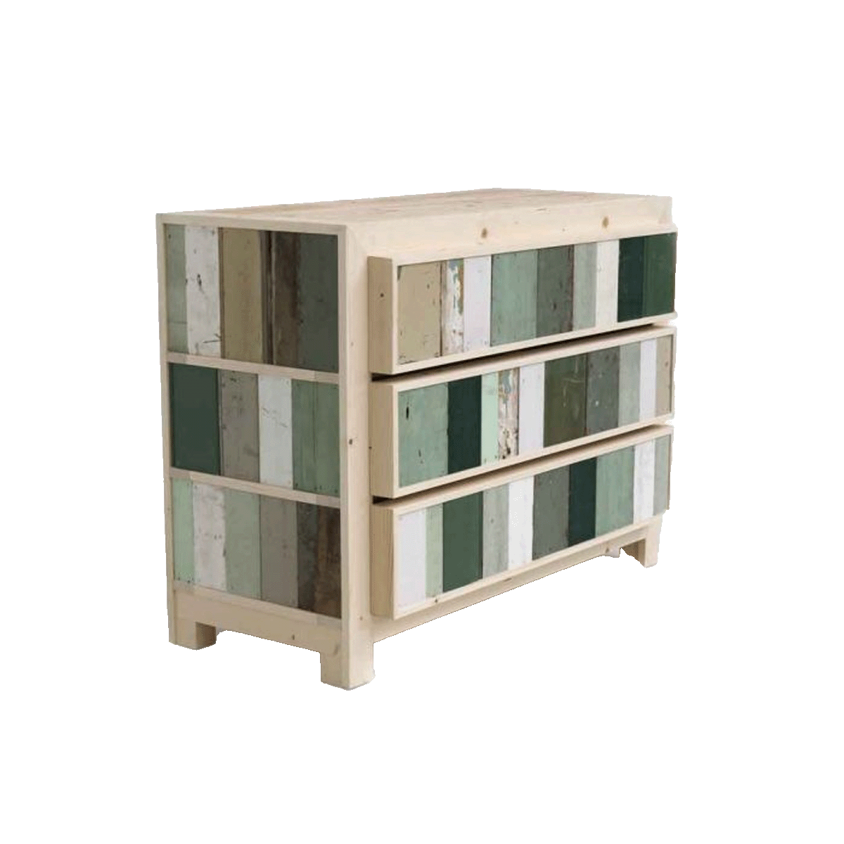 3-drawer dressoir in scrapwood