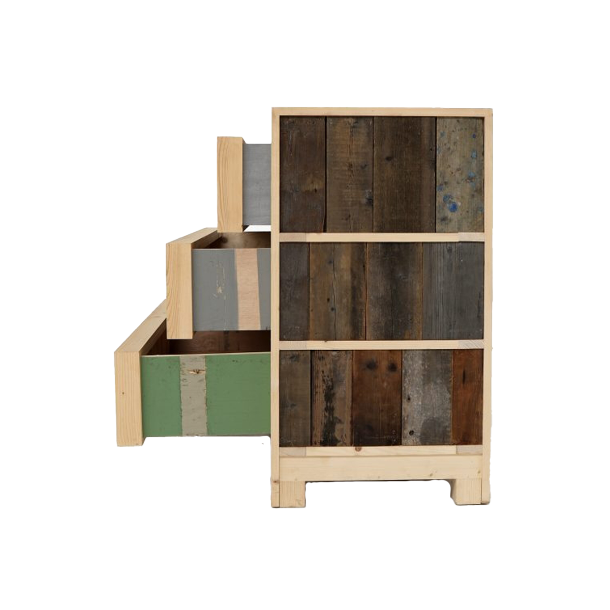 3-drawer dressoir in scrapwood