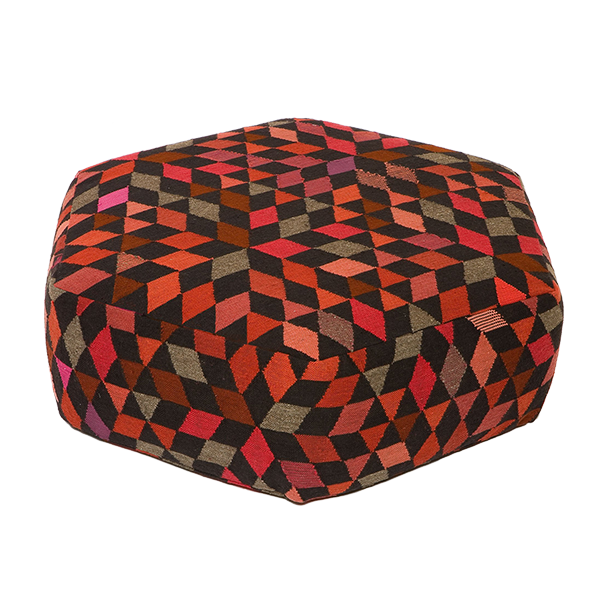 Triangles pouf low diamond strawberry