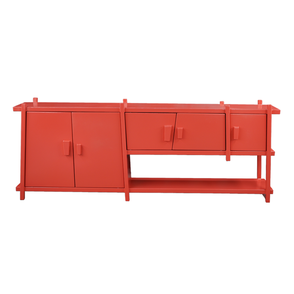 5 Door Cabinet | steel coated red