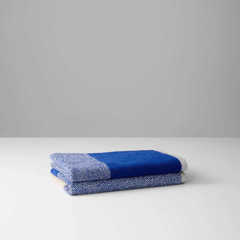 guest towel set of 2 | cobalt blue ecru