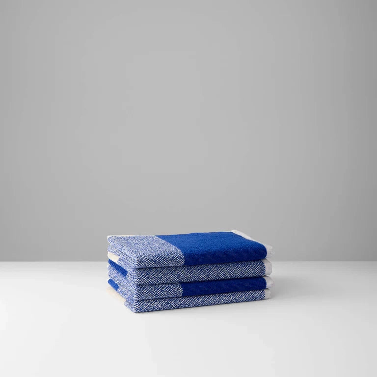 guest towel set of 2 | cobalt blue ecru