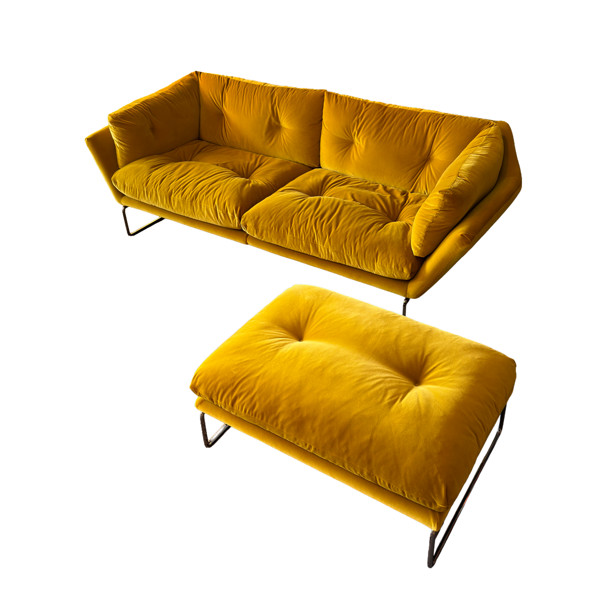 New York Suite | Sofa & Pouf | Yellow Velvet