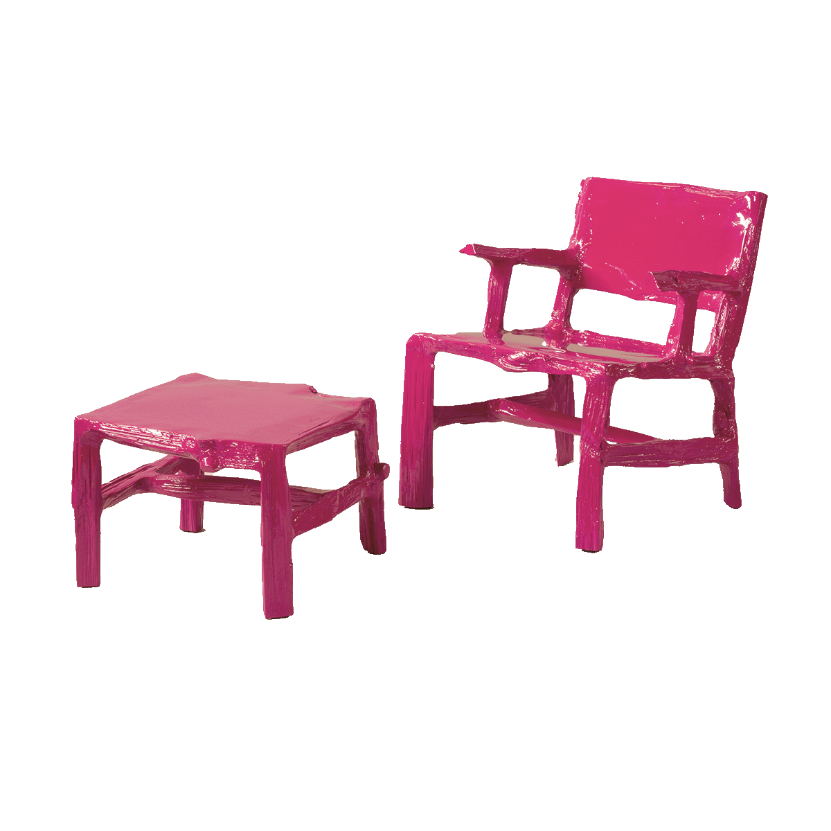 splitted lounge chair & ottoman | Red violet