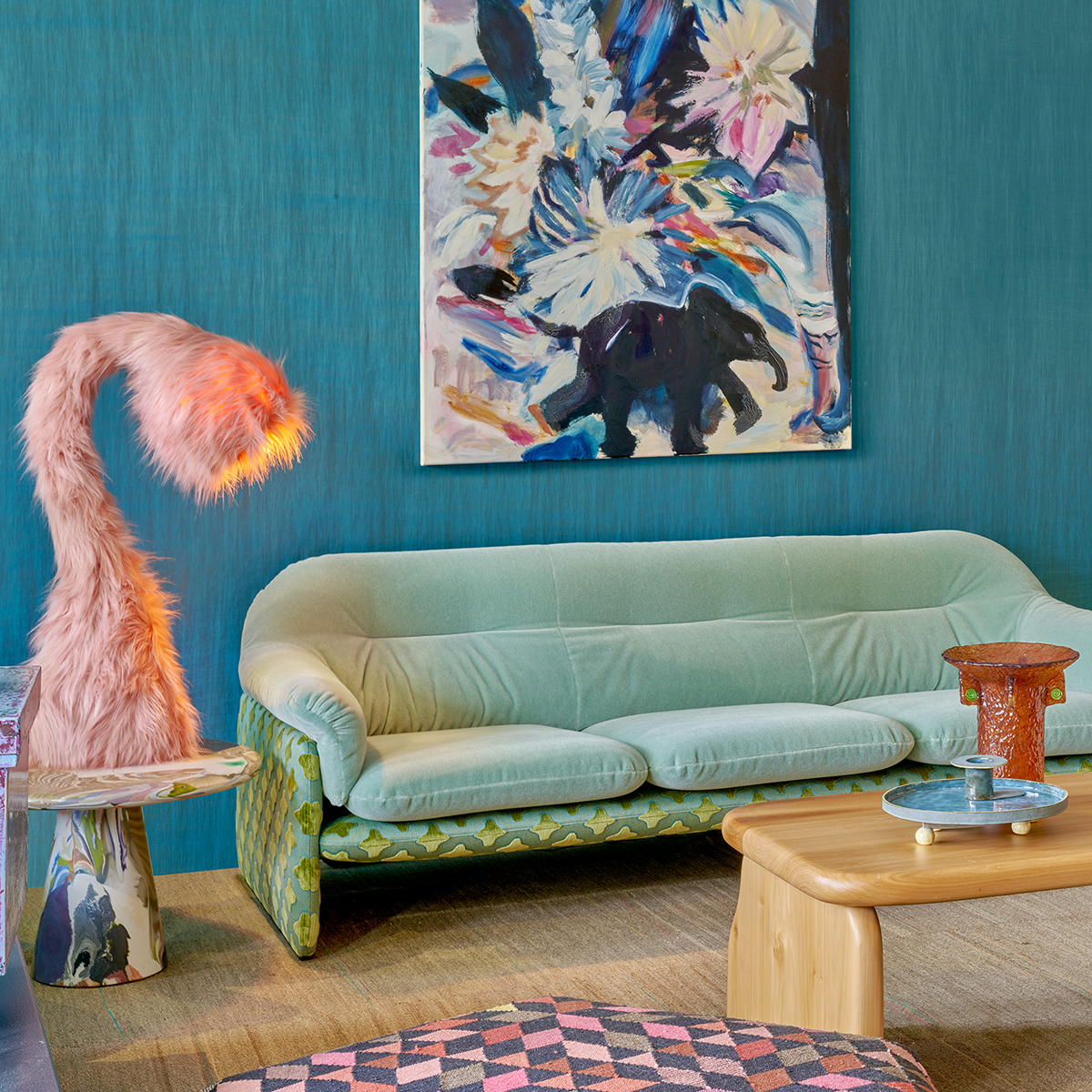 Vintage sky blue sofa