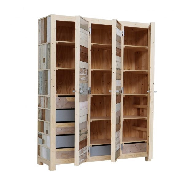 3-doors cupboard in scrapwood