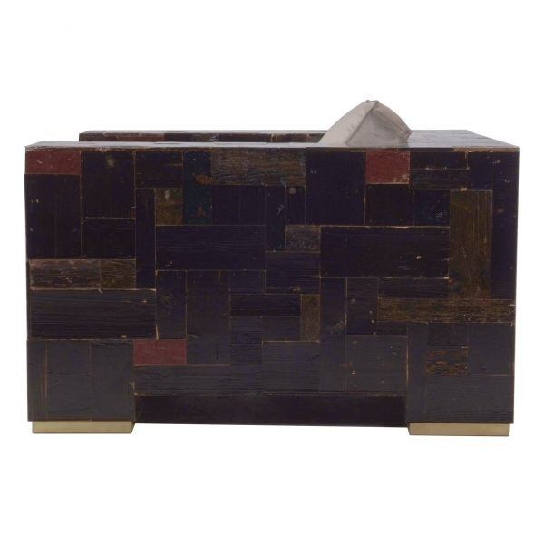 dark waste armchair in scrapwood