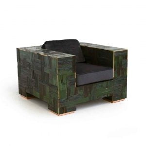 dark waste armchair in scrapwood