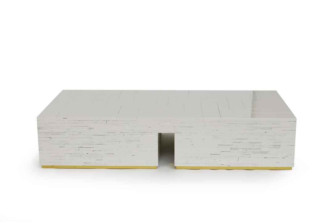 waste coffee cube in plywood | high gloss white