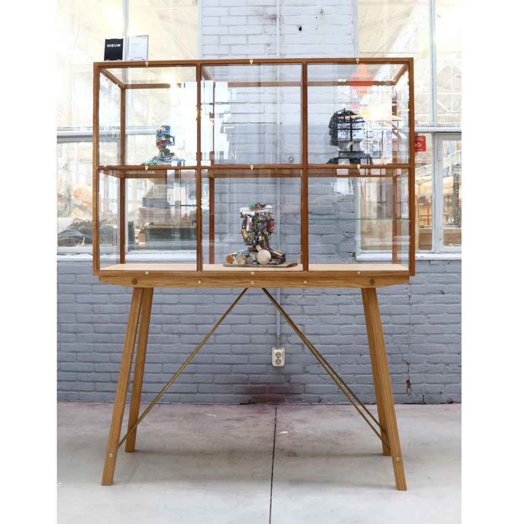 oak display cabinet on legs