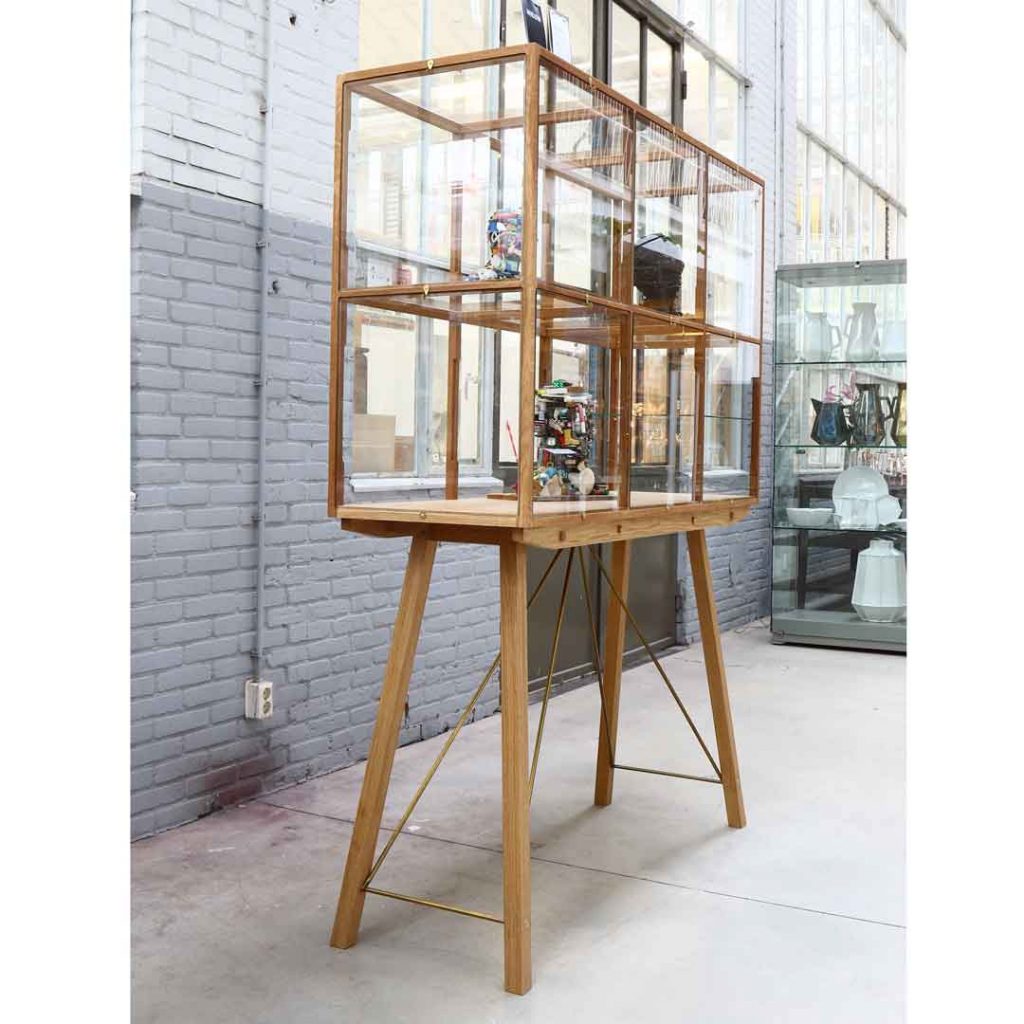 oak display cabinet on legs