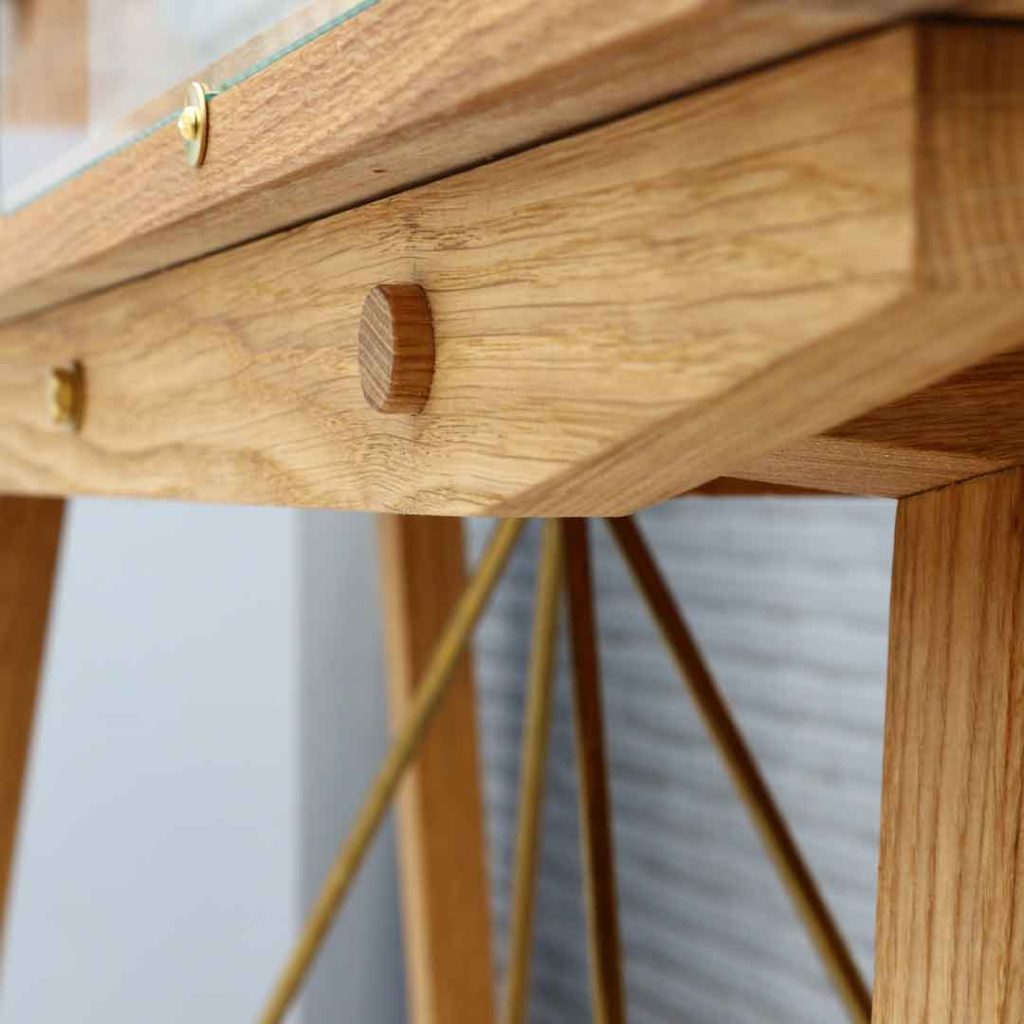 oak display cabinet on legs