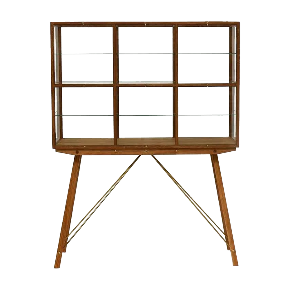 oak display cabinet on legs