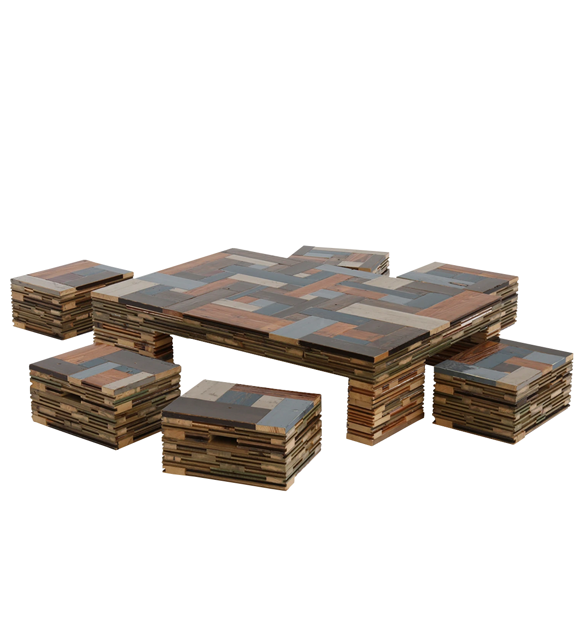 waste cube with 6 stools |  scrapwood