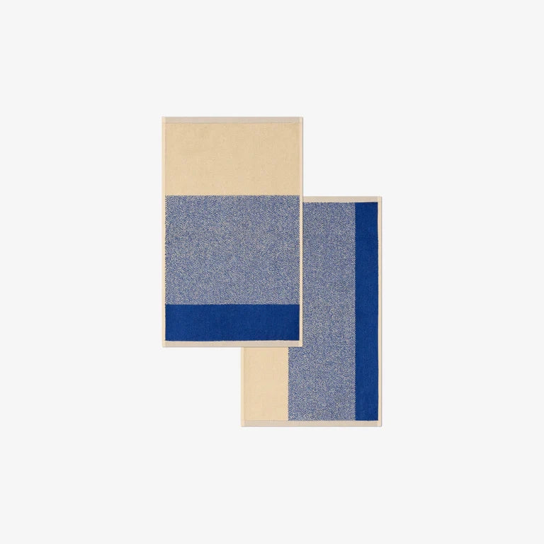guest towel set of 2 | cobalt blue ecru