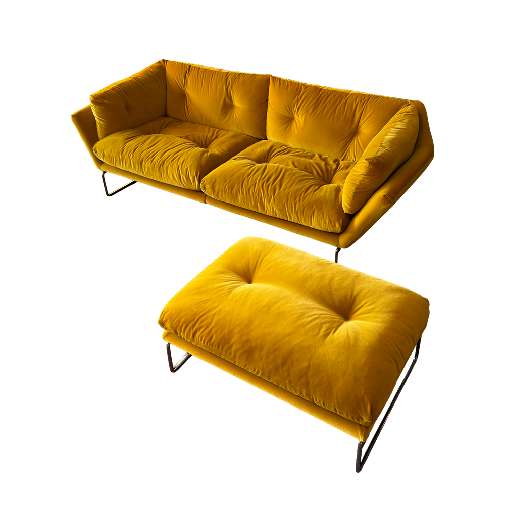 New York Suite | Sofa & Pouf | Yellow Velvet