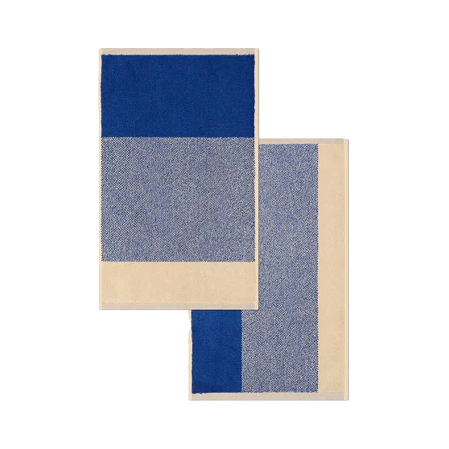 guest towel set of 2 | cobalt blue ecru