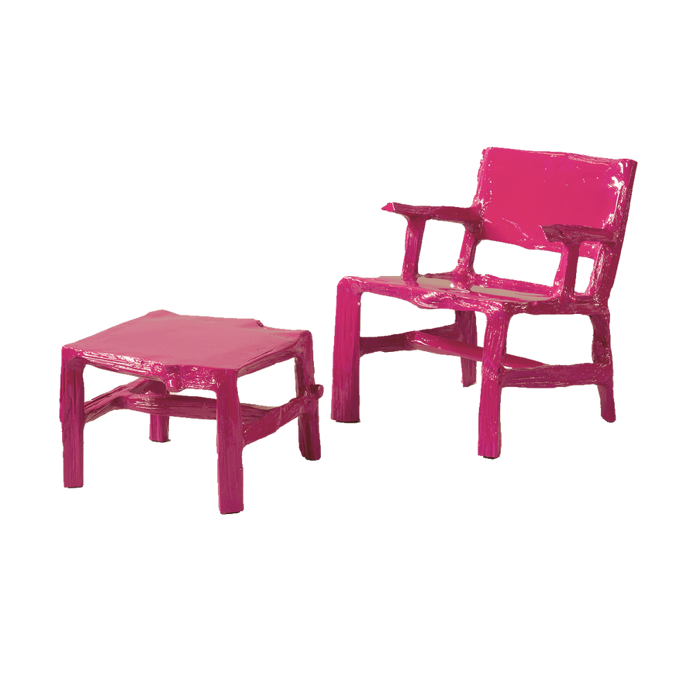 splitted lounge chair & ottoman | Red violet