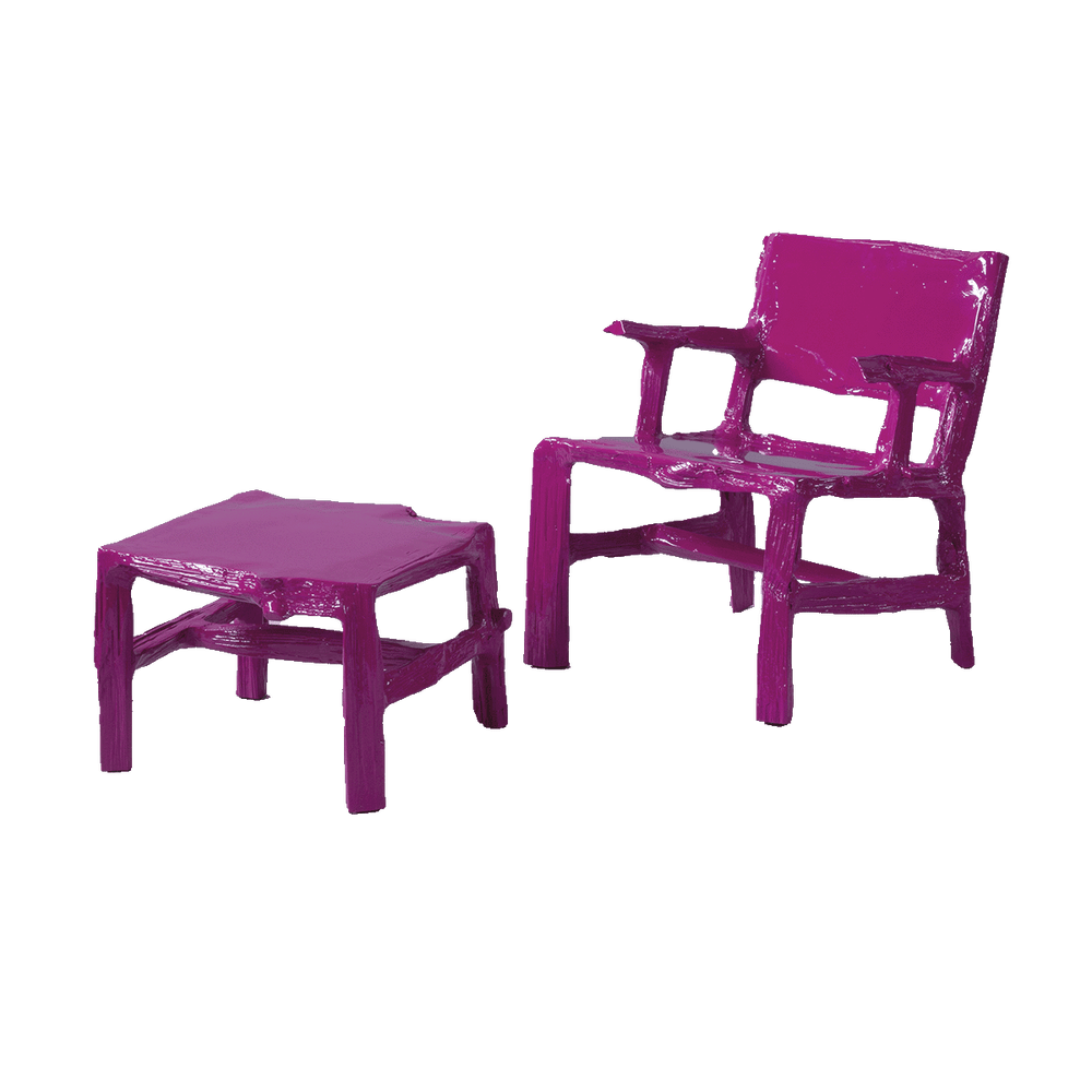 splitted lounge chair & ottoman | Red violet