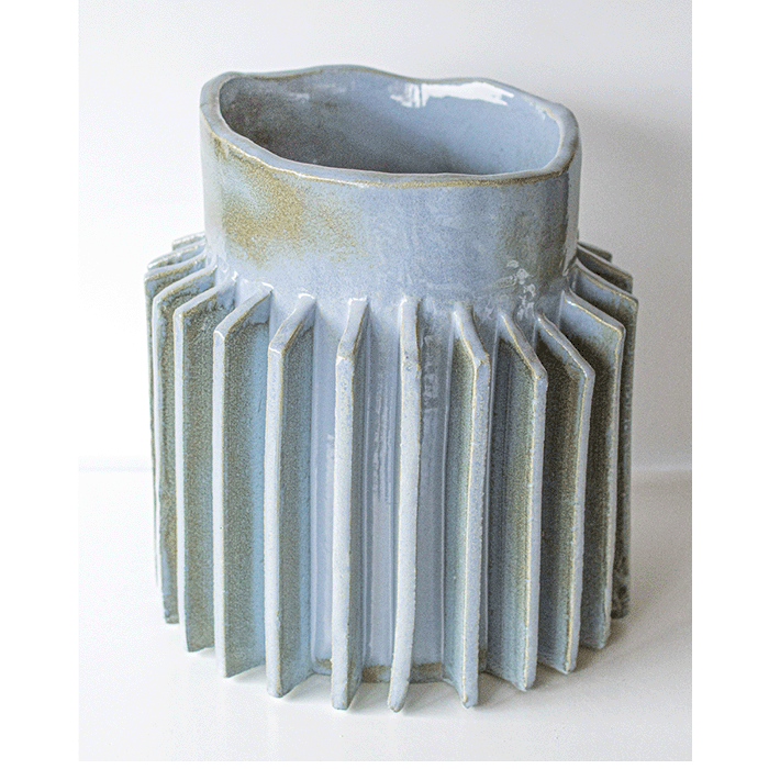 Pressed Sprocket vase large | sky blue