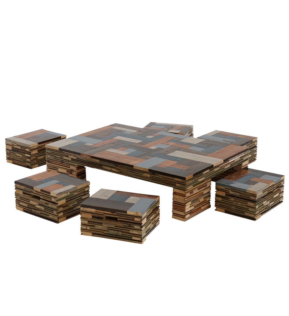 waste cube with 6 stools |  scrapwood