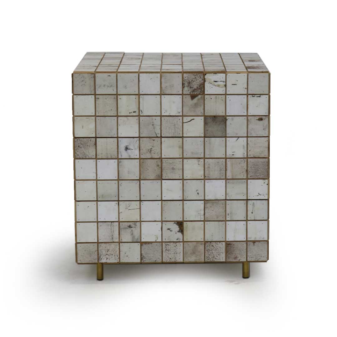 waste tile cube cabinet in scrapwood